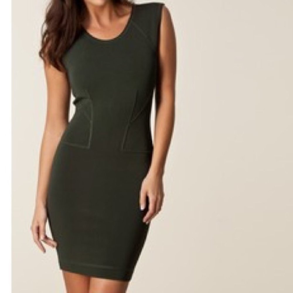 French Connection dark olive bodycon scuba dress